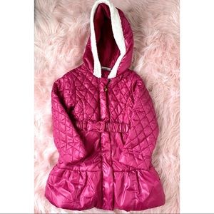 🧸BABIES R US🧸 Toddler Girl’s Magenta Long Fuzzy Winter Coat, 3t